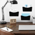 Colarr 6 Pack Expandable Pocket Wall File Holder Plastic Hanging Wall Organizer Space Saving Wallmount File Holder for Office Mail Letter Magazine(Black) - color: Black