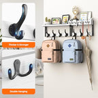 Evermagin 29" Coat Rack Wall Mount with Shelf, 4 in 1 Coat and Key Hanger with 11 Metal Hooks, Entryway Wall Mounted Shelf with Mail Holder for Living Room, Bedroom, White - color: White, size: 29 inch