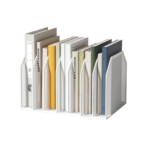 FANXIYQ Metal 7 Section File Folder Organizer for Desk | Vertical Office File Holder | Heavy-Duty Mesh Document Sorter for Books, Binders, Laptops | Desk Organizer,7 Sections White - color: White, size: 7 Section