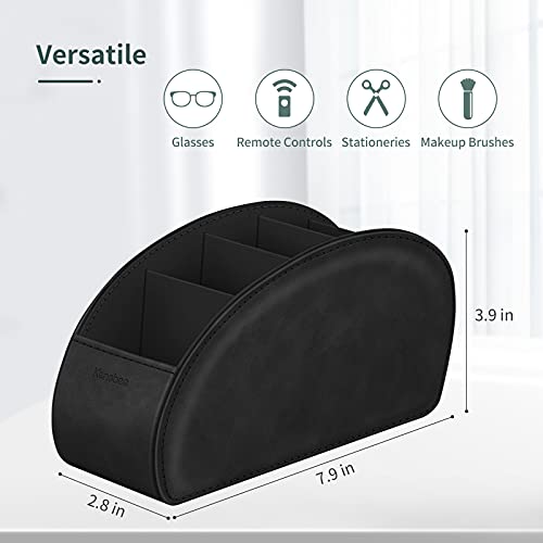 Remote Control Holder with 5 Compartments, KENOBEE Anti-slip Desktop Caddy Storage Organizer for Remote Controllers, Office Supplies, Makeup Brush, Media Accessories, Black - color: Black, size: Small
