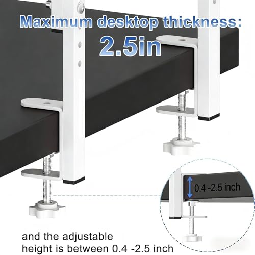 Spacrea clamp on Desk Shelf, 2 Tier Office Desk Shelves Organizer, Wood Desktop Supplies Storage Rack, Desk Organizers and Accessories (White) - color: White
