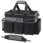 SCAVATA Wearable Cleaning Caddy Bag, Cleaning Caddy Supplies Organizer with Handle & Shoulder Straps for Housekeepers, Under Sink & Car Cleaning Tool Organizers with 4 Foldable Divider (GraphiteGrey) - color: GraphiteGrey