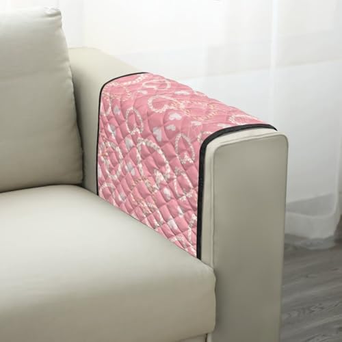 Pink Pearl Heart Print Couch Armrest Cover for Recliner with Side Pocket Comfortable Recliner Armrest Organizer Furniture Protector Waterproof Armchair Slipcover for Couch - color: Pink Pearl Heart