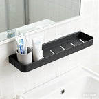 Bathroom Shelf with Towel Bar，Wall-Mounted Shower Storage Rack, 15.75 -Inch Suitable for bathrooms, Kitchens and Toilets，No Drill Bathroom Shelf