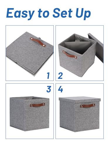 Temary Foldable Fabric Storage Bins with Lids, 2-Pack Storage Bin for Organizing Living Room, Closet Organization, Multi-Purpose Storage Boxes for Clothes (Grey, 10.5x10.5x10.5 inch) - color: A-Gray, size: 10.5×10.5×10.5