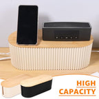2Pcs Cable Management Box, 13 × 5.12 × 4.33 inch Plastic Cord Hider Box with Wood Lid, Hidden Storage Cord Organizer Box, Ample Internal Space Power Strips Cover Easy Access for Home Office