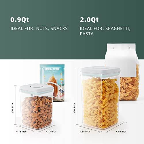 Pop Airtight Containers for Food Storage, Leakproof Air Tight Containers Pantry Storage Containers with Lids - Set of 2 (2.0Qt&0.9Qt) - color: 2 Pcs Set - 2Qt+0.9Qt