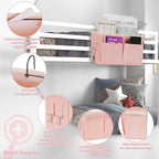 Bedside Caddy Hanging Storage with Water Bottle Holder for Bunk Bed Hospital Bed Dorm Rooms (Pink) - color: Pink