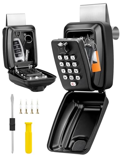 Car Window Lock Box for Turo, Portable Car Key Lock Box, Punch Button Combination Key Safe Box, Sturdy Waterproof Large Capacity Security Lockbox fit for Ride Share, Turo, GetAround ﻿ - color: C-Black