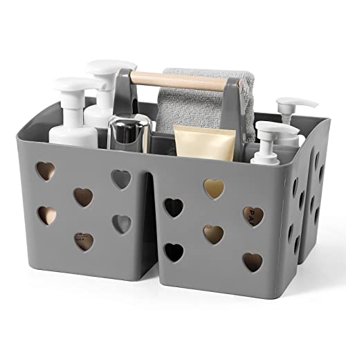 Anyoifax Portable Shower Caddy Plastic Shower Basket Organizer Divided Bathroom Caddy Storage Cleanning Caddy Tote with Handle for College, Dorm Room, Kitchen, Grey - color: Grey