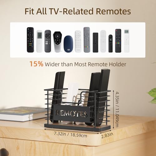 Remote Control Holder, 5-Slot TV Remote Holder Wall Mount, Universal Remote Caddy Large Size Design for Wall Table Living Room Bedroom, Easy Installation - color: Black-5 Slot