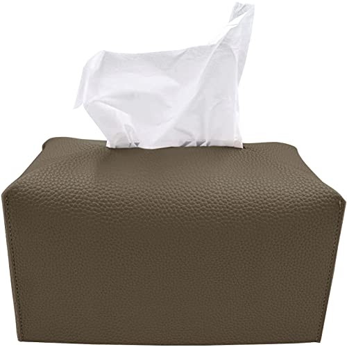 Carrotez Tissue Box Cover, [Refined] Modern PU Leather Rectangular Tissue Box Holder - Decorative Holder/Organizer for Bathroom Vanity Countertop, Night Stands, Office Desk 9.5"X5"X5" - Cocoa Brown - color: Cocoa Brown, size: [Rectangular]