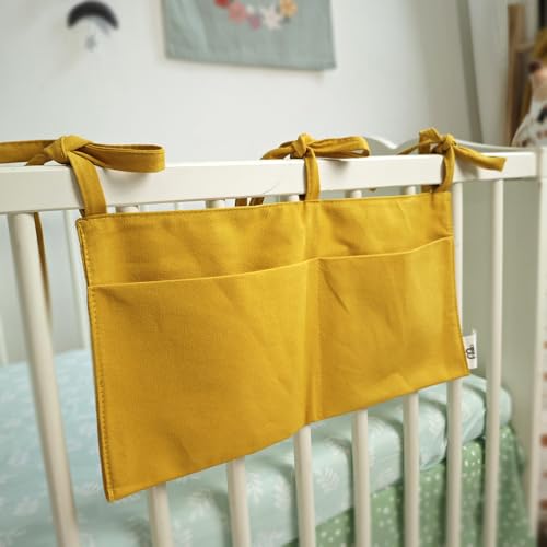 Baby Bedside Hanging Storage Bag - 2-Pocket Bedside Storage with High Capacity for Diapers & Essentials, Space-Saving Hanging Nursery Organizer 5 Colors Available (Ginger) - color: Ginger