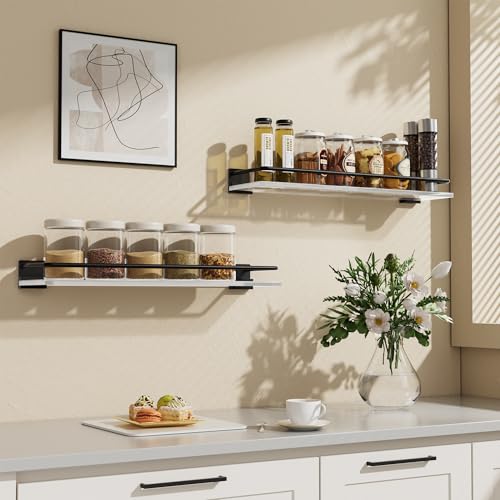 Acrylic Bathroom Floating Shelves - Set of 2, Wall Mounted Shelves for Suitable for Lavatory, Kitchen, Laundry Room, Farmhouse, for Item Storage/Room Decoration (Black) - color: Black, size: Rectangular