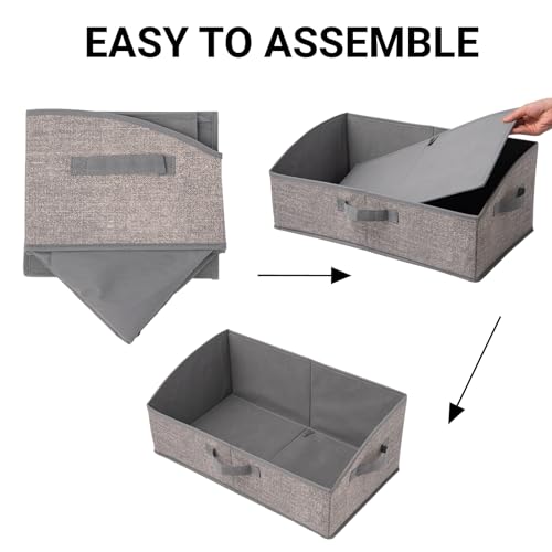 3 Pack Closet Organizers, Foldable Clothes Storage Organizers with Handles, Large Capacity, Sturdy Drawer Storage Boxes for Clothing, Underwear, Books, Shelves, Wardrobe Organizing, Grey - color: Grey