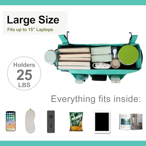 Surblue Bedside Organizer Caddy Hanging Storage Bag with Adjustable Straps and Water Bottle Holder for Home, College Dorm, Bunk Bed, Hospital Bed, Green - color: Green