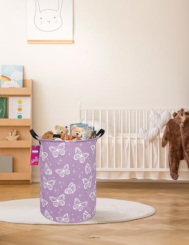 Laundry Hamper Large Canvas Fabric Lightweight Storage Basket/Toy Organizer/Dirty Clothes Collapsible Waterproof for College Dorms, Boys and Girls Bedroom,Bathroom(butterfly) - color: butterfly