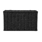 Household Essentials Small Handwoven Paper Rope Wicker Basket with Lid, Black - color: Black, size: Small (Pack of 1)