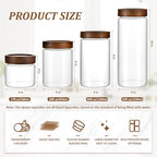 28 fl oz/850 ml Clear Glass Storage Canister with Airtight Wooden Screw Lid, Medium Cute Decorative Glass Container Jar for Coffee,Candy,Salt,Cookie,Condiment,Pepper,Sugar,Overnight Oatmeal