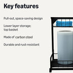 Amazon Basics L-Shape Under Sink Storage Pull Out Cabinet Organizer, Space-Saving Design, Durable and Rust-Resistant, Black, Pack of 2