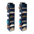 2pcs Home Storage Hanging Closet Organizer,Sweater Organizer with 6 Shelves (Dark Blue) - color: Dark Blue