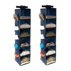 2pcs Home Storage Hanging Closet Organizer,Sweater Organizer with 6 Shelves (Dark Blue) - color: Dark Blue
