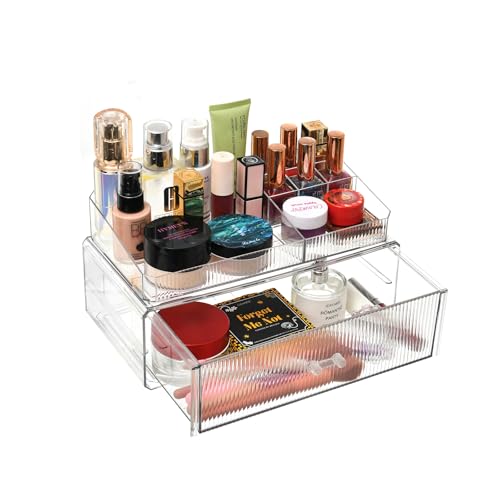 ZHIAIstackable storage drawer, transparent acrylic storage box, cosmetics and beauty product storage organizer, suitable for makeup room, bathroom, under kitchen sink, room, home bedroom storage. - color: 1 long drawers