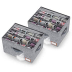 Adjustable Storage Bins for Closet, Wardrobe Clothes Organizer, Shoe Bin, Shoe Organizer, Toys, Closet Storage Solution with Clear Window (Felt Grey 32Pairs, 32Pairs)