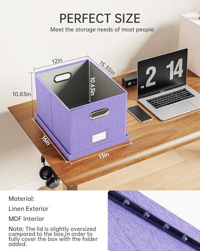 Oterri File Organizer, File Box, File Cabinet for Letter File Folder Storage, Hanging File Organizer for Office/Decor/Home,Document Organizer, 1 Pack, Lavender-Box Only - color: Lavender, size: 1 pack