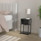 VASAGLE Side Table with Charging Station, 3-Tier End Table with USB Ports and Outlets, Nightstand for Living Room, Bedroom, 11.8 x 13.4 x 22.8 Inches, Plug-in Series, Black - color: Black