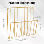 2-Pack Wall Magazine Holder File Organizer Mental , Wall Mounted Magazine Rack for Space-Saving, Walls Magazine Holder for Mail, Bathroom & Home Office Organizer, Office Living Room(Gold)