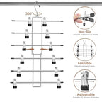 Pants Hangers with Clips,Space Saving Hanging Closet Organizer-6 Tiers Skirt Hangers with 360° Swivel Hook,Closet Organizer-Clothes Hangers- College Dorm Essentials Apartment Essentials- 6 Pack - size: 6 pack