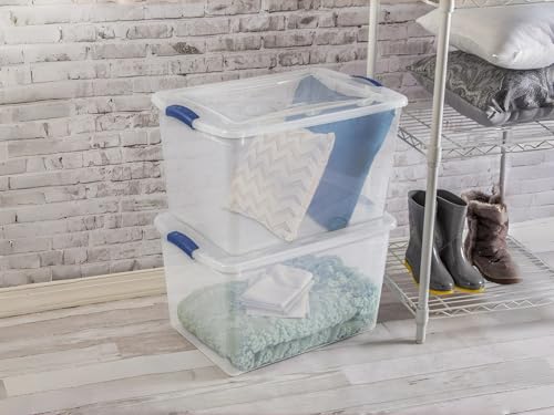 (2pack) 66 Quart Clear Plastic Storage Bins with Latch Lid, Extra Large Stackable Storage Containers for Home Organization, Heavy-Duty Plastic Storage Totes for Clothes, Blankets, Seasonal Items - size: 24" x 16" x 13