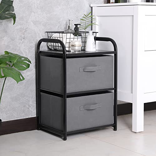 Dresser for Bedroom with 2 Drawers, Wide Chest of Drawers, Fabric Dresser, Storage Organizer Unit with Fabric Bins for Closet, Living Room, Hallway, Nursery, Dark Grey - color: Grey4