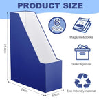 Feifeiya Magazine File Holder Set of 6 Stylish Sturdy Cardboard File Boxes Desk Organizer Beautiful Magazine Holder Rack with Gold Label Holder for Home Office Desktop Bookshelf Classroom (Navy Blue) - color: navy blue