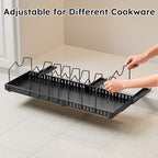 DTUQYX Pull-out Pots and Pans Organizer Under Cabinet - 1 Pack Expandable Pot and Pan Organizer Rack with 12 Adjustable Dividers for Pot, Cutting Board, Dishes, Lid, Baking Tray