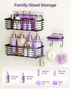 ODesign Shower Caddy 3 Pack SUS304 Stainless Steel-No Drilling-Shower Bathroom Shelves Rack,Rustproof Wall Mounted,Adhesive Shower Shelf Basket Organizer-Black - color: Black