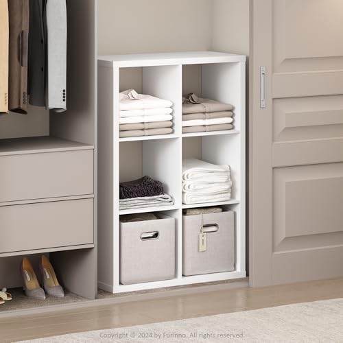 Furinno Cubic Closet Organizers and Storage, 6-Cube Closet Organizer, Open Shelf Closet Storage, Extra Thick Frame for Wardrobe, Bedroom, Living Room, White - color: White, size: 6-Cube
