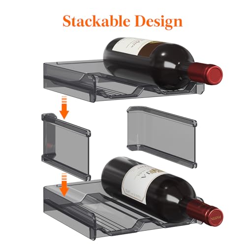 Lifewit Plastic Stackable Wine Rack for refrigerator, Cabinet, Countertop,Wine Bottle Holder, Water Bottle Organizer for Fridge, Pantry, Black, Hold 4 Bottles - color: Black, size: 4-bottle