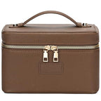 Makeup Bag Vanity Case for Women – Portable Cosmetic Bag Makeup Bag Organizer Travel Toiletry Bag with Removable Divider - color: Khaki