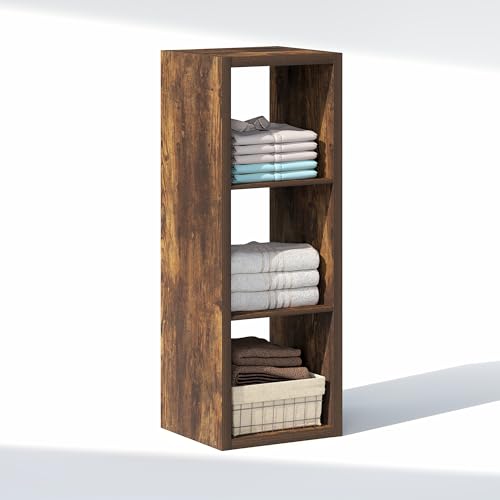 Furinno Cubic Closet Organizers and Storage, 3-Cube Closet Organizer, Open Shelf Closet Storage, Extra Thick Frame for Wardrobe, Bedroom, Living Room, Amber Pine - color: Amber Pine, size: 3-Cube