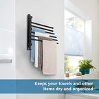 Space Saving Towel Rack JSVER Black Space Saving Towel Holder, Towel Rack Wall Mounted, Swivel Hand Towel Holder, 6-Arms Towel Bar, Towel Racks for Bathroom - color: Black 6 Arms