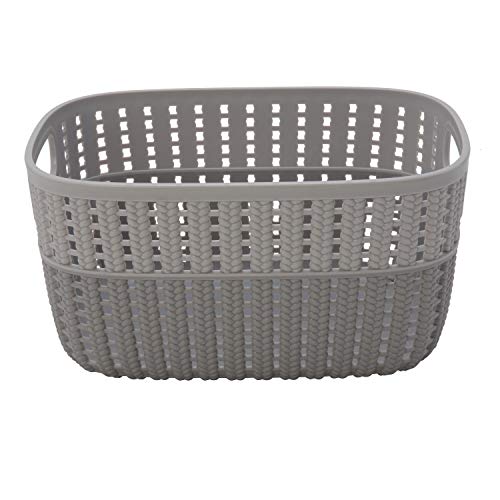 Simplify 2 Tone Sailor Knot Plastic Storage Tote | Decorative Basket | Closet Organization | De-clutter | Accessories | Toys | Bathroom Organization | Small | Grey/Grey - color: Grey/Grey, size: Small, style: 1 Pack