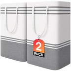 2 Pack Large Home Laundry Basket, Laundry Hamper, Freestanding Waterproof Dirty Clothes Bag, Tall Clothes Hamper - Extended & Reinforced Handles for College Dorm, Family (Light Grey/88L) - size: 2 x 88L