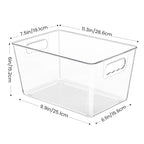 YIHONG 6 Pack Clear Pantry Organizer Bins, Plastic Containers with Handle for Kitchen,Freezer,Cabinet,Closet,Bathroom Under Sink Storage - size: L(11.2"L x 7.5"W x 6"H)