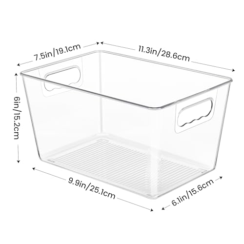 YIHONG 8 Pack Clear Pantry Organizer Bins,Plastic Storage Containers with Handle for Kitchen,Freezer,Cabinet,Closet,Bathroom Under Sink Organization - size: L(11.2"L x 7.5"W x 6"H)