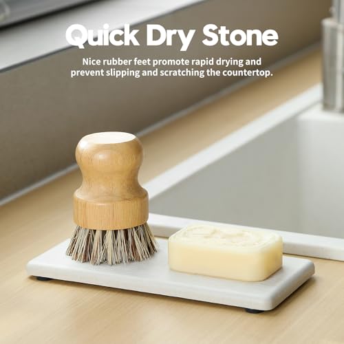2PCS 7"x3.5" Water Absorbing Bathroom Sink Vanity Trays, Diatomite Stone Quick Drying Mat for Kitchen Counter, Dish Rack Dispenser Sponge Holder Caddy Organizer, Beige, 7"x3.5" - color: 2 Pack - Greige, size: 7" X 3.5"