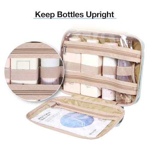 BAGSMART Toiletry Bag Hanging Travel Makeup Organizer with TSA Approved Transparent Cosmetic Bag Makeup Bag for Full Sized Toiletries, Large-Navy - color: Navy, size: Large