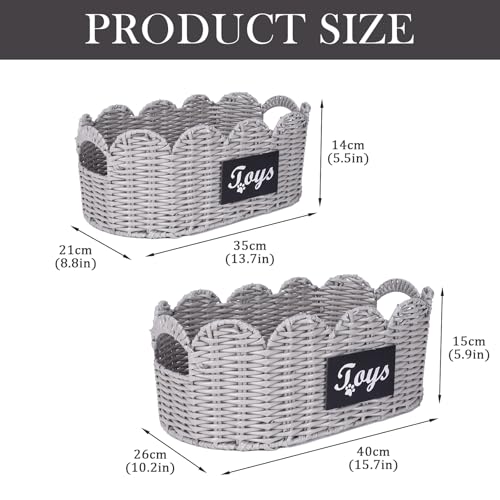 Dog Toy Storage Bin Large Cotton Rope Basket for Dog Toys,2Pack Pet Toy Basket with Handles, Decorative Toys Box Storage Organizer, Pet Toy Organizer for Home and Living Room Organization