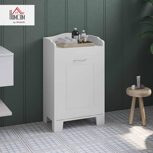 HOMCOM 31" Tilt Out Laundry Hamper, Free Standing Home Organizer Hamper, Bathroom Storage Cabinet, White
